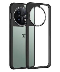 winble OnePlus 11 5G Back Cover Case Metal Camera Guard Hard Acrylic Clear Back (Black)