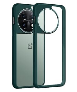 winble OnePlus 11 5G Back Cover Case Metal Camera Guard Hard Acrylic Clear Back (Green)