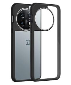 winble OnePlus 11R 5G Back Cover Case Metal Camera Guard Hard Acrylic Clear Back (Black)