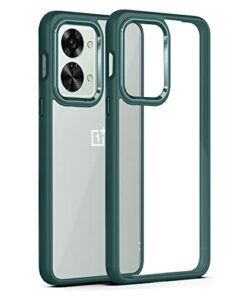 winble OnePlus Nord 2T 5G Back Cover Case Metal Camera Guard Hard Acrylic Clear Back (Green)