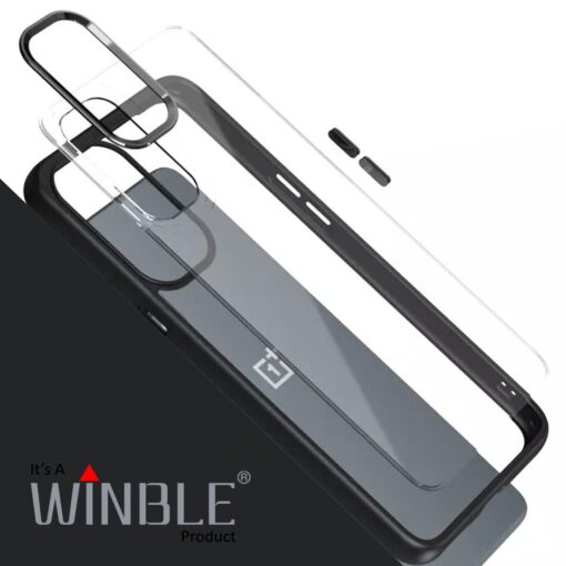 winble OnePlus Nord CE 2 5G Back Cover Case Metal Camera Guard Hard Acrylic Clear Back (Black) - Image 7