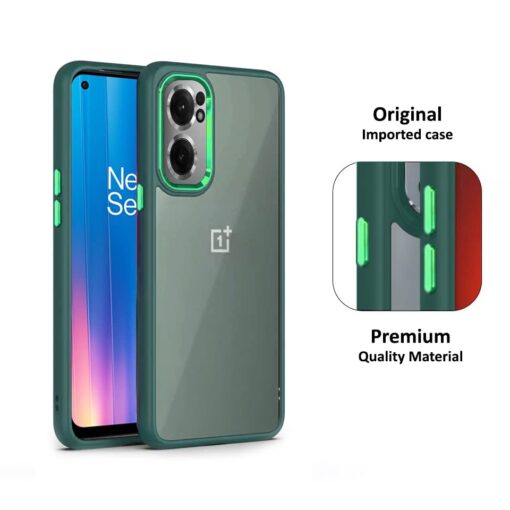 winble OnePlus Nord CE 2 5G Back Cover Case Metal Camera Guard Hard Acrylic Clear Back (Green) - Image 5