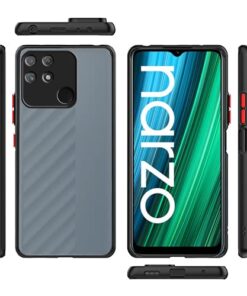Winble Back Case Cover for Realme Narzo 50A Back Cover Slim Camera Protection Shockproof Anti Slip Grip PC TPU Smock Back Cover for Realme Narzo 50A Black 0 4