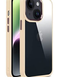 winble iPhone 14 Plus Back Cover Case Metal Camera Guard Hard Acrylic Clear Back (Light Peach)