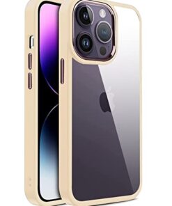 winble iPhone 14 Pro Max Back Cover Case Metal Camera Guard Hard Acrylic Clear Back (Light Peach)