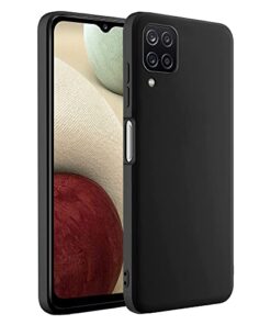 winble Samsung Galaxy A12 / M12 / F12 Back Cover Case Liquid Silicone (Black)