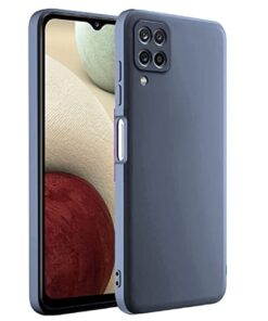 winble Samsung Galaxy A12 / M12 / F12 Back Cover Case Liquid Silicone ( Grey )