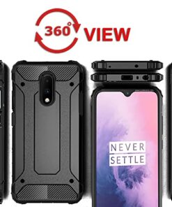 Winble Back Cover for OnePlus 7 Back Cover Rugged Armor TPU 360 Protection Bumper Hybrid Dual Layer Back Cover Case for OnePlus 7 One Plus 7 Black 0 4