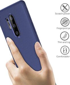 Winble Back Cover for OnePlus 8 Pro Back Cover Case Twill Pattern Oblique Texture Shock Proof Slim Carbon Fiber Silicone Back Cover for OnePlus 8 Pro Blue 0 3