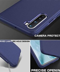 Winble Back Cover for OnePlus Nord 2020 Back Cover Case Twill Pattern Oblique Texture Shock Proof Slim Carbon Fiber Silicone Back Cover for OnePlus Nord Blue 0 0