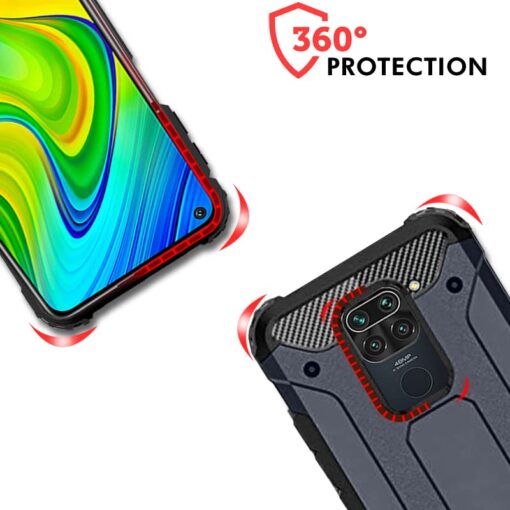 winble Redmi Note 9 Back Cover Case Elegant Armor (Blue) - Image 6