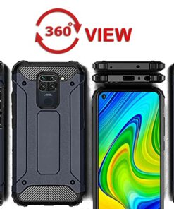 Winble Back Cover for Redmi Note 9 Back Cover Rugged Armor TPU 360 Protection Bumper Hybrid Dual Layer Back Cover Case for Redmi Note 9 Blue 0 4