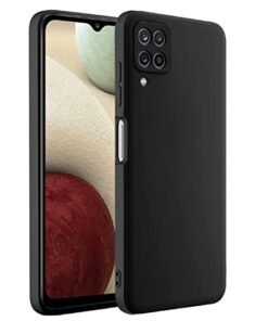 winble Samsung Galaxy A12 / M12 / F12 Back Cover Case Liquid Silicone (Black)