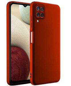 winble Samsung Galaxy A12/ M12/ F12 Back Cover Case Liquid Silicone (Red)