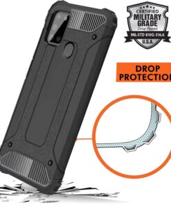 Winble Back Cover for Samsung Galaxy A21s Back Cover Rugged Armor TPU 360 Protection Bumper Hybrid Dual Layer Back Cover Case for Samsung Galaxy A21s Black 0 1