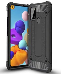 winble Samsung Galaxy A21s Back Cover Case Elegant Armor (Black)