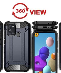 Winble Back Cover for Samsung Galaxy A21s Back Cover Rugged Armor TPU 360 Protection Bumper Hybrid Dual Layer Back Cover Case for Samsung Galaxy A21s Blue 0 4