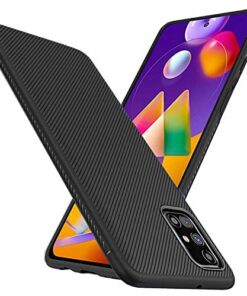 winble Samsung M31s Back Cover Case Line Soft Armor (Black)