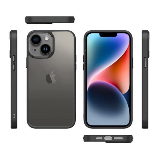 winble iPhone 14 Plus Back Cover Case Metal Camera Guard Hard Acrylic Clear Back (Black) - Image 6
