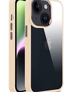 winble iPhone 14 / iPhone 13 Back Cover Case Metal Camera Guard Hard Acrylic Clear Back (Light Peach)