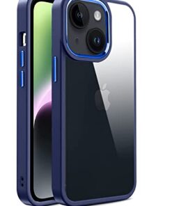 winble iPhone 14 Plus Back Cover Case Metal Camera Guard Hard Acrylic Clear Back (Blue)
