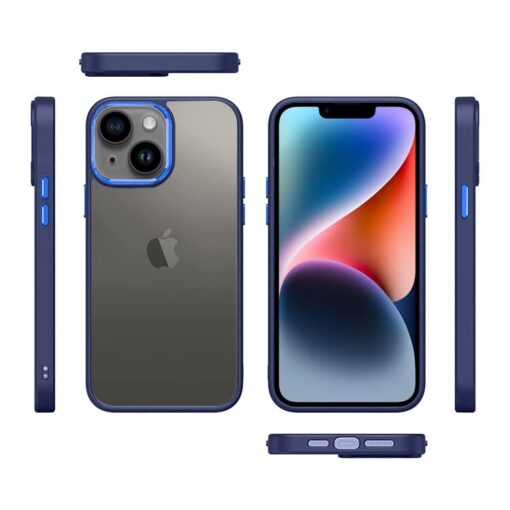 winble iPhone 14 Plus Back Cover Case Metal Camera Guard Hard Acrylic Clear Back (Blue) - Image 6
