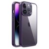 winble iPhone 14 Pro Max Back Cover Case Metal Camera Guard Hard Acrylic Clear Back (Deep Purple)