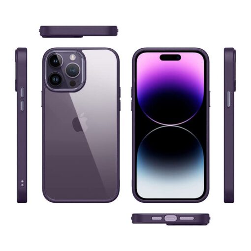 winble iPhone 14 Pro Max Back Cover Case Metal Camera Guard Hard Acrylic Clear Back (Deep Purple) - Image 7