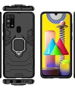 Winble Bumper Protection Armor with Ring Holder Prime Bumper Rubber Back Cover for Samsung Galaxy M31 F41 M31 Black 0 0