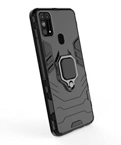 Winble Bumper Protection Armor with Ring Holder Prime Bumper Rubber Back Cover for Samsung Galaxy M31 F41 M31 Black 0 1