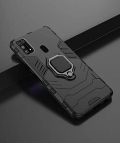 Winble Bumper Protection Armor with Ring Holder Prime Bumper Rubber Back Cover for Samsung Galaxy M31 F41 M31 Black 0 2