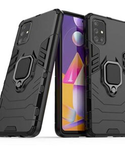 winble Samsung Galaxy M31s Back Cover Armor with Ring Holder (Black)