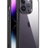 winble iPhone 14 Pro Max Back Cover Case Metal Camera Guard Hard Acrylic Clear Back (Black)