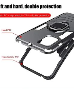 Winble Rubber Polycarbonate Bumper Protection Armor with Ring Holder Back Cover Case for Redmi Note 10 ProPro Max Black 0 4