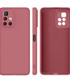 Winble Silicone Camera Protection Soft Protective Back Cover for Mi Redmi 10 Prime Camellia Red 0 0