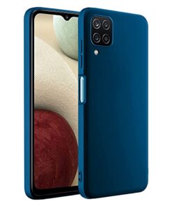 winble Samsung Galaxy A12 / M12 / F12 Back Cover Case Liquid Silicone (Blue)