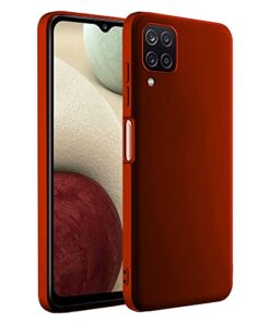 winble Samsung Galaxy A12 / M12 / F12 Back Cover Case Liquid Silicone (Red)