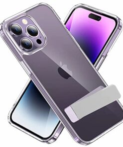 winble iPhone 14 Pro Max Back Cover Case Crystal Clear Hard TPU With Stand