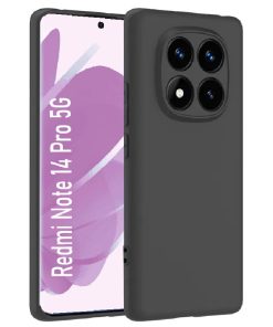 Mi Redmi Note 14 Pro/Poco X7 5G Back Cover | Camera Protuction Bumper | Soft Flexible Ultra Slim Matte Finish Silicon | Back Cover for Mi Redmi Note 14 Pro 5G - Black